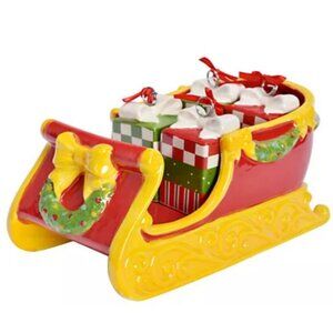 Temptations By Tara Holiday Centerpiece Sleigh w/4 Xmas Gift Place‎ Card Holders